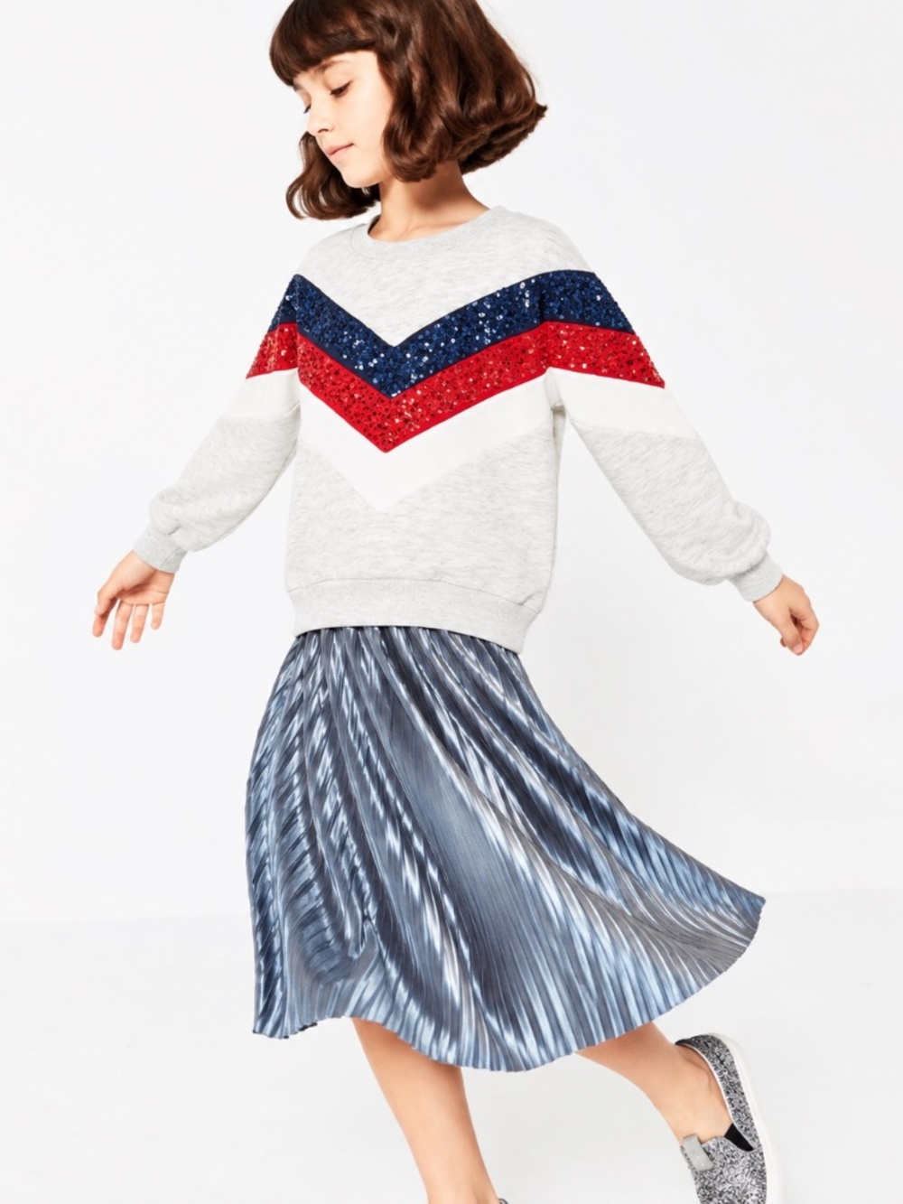 Zara girls soft gray sequined sweatshirt